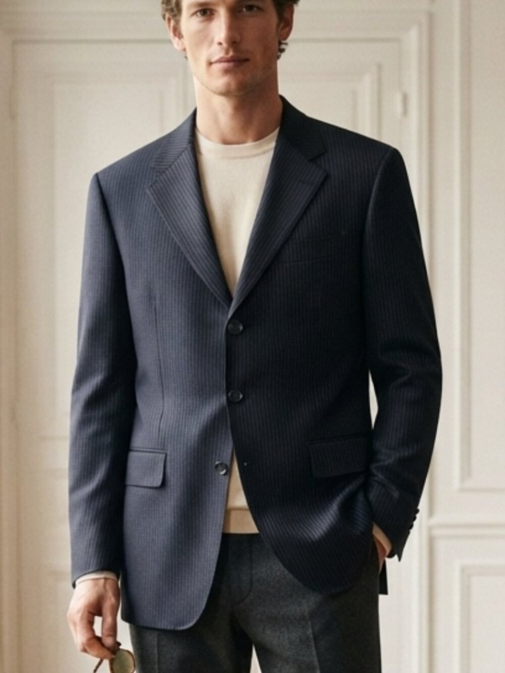 Merona Men's Navy Pinstripe Blazer Size 44R